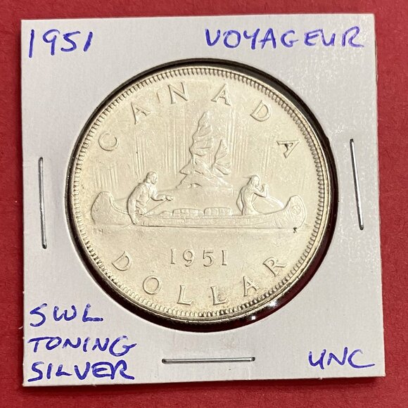 Fantastic Pair of 1951 Canada Uncirculated Silver $1 Coins! - Picture 3 of 16